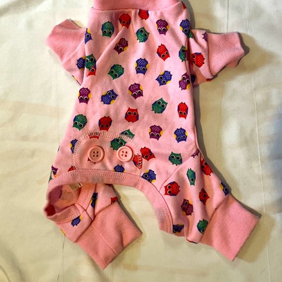 Lookin' Good OWL Print Dog Pajamas pink  Sz XS  preowned - Picture 1 of 3